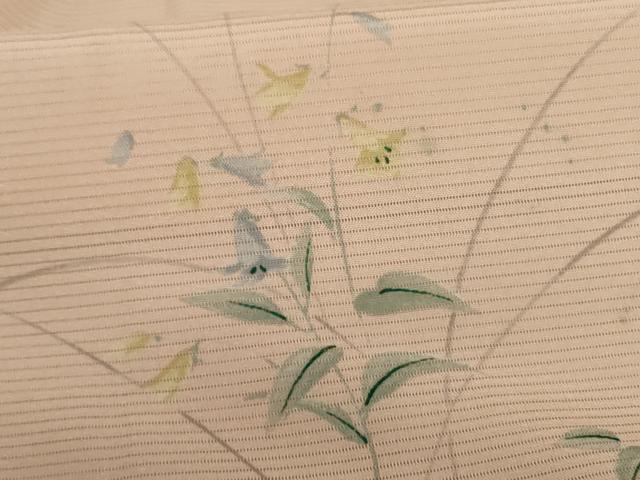 平和屋着物＊夏物 小紋 絽 手描き 草花文 洗える着物 AABE4736jd