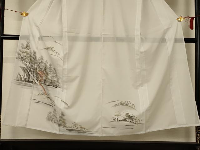 平和屋着物＊夏物 訪問着 絽 手描き 風景文 洗える着物 AABE4737jd