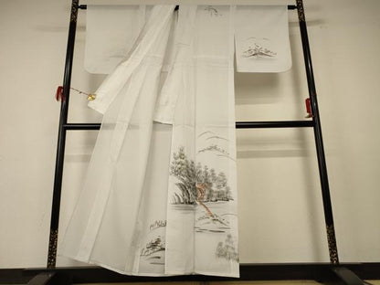 平和屋着物＊夏物 訪問着 絽 手描き 風景文 洗える着物 AABE4737jd