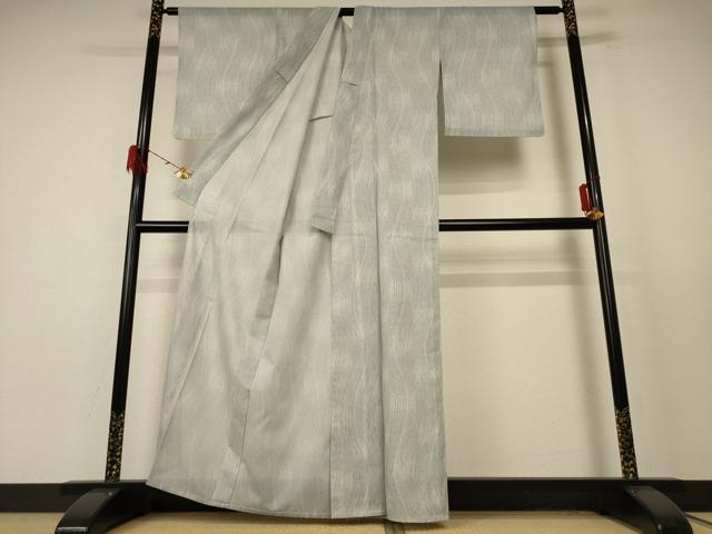 平和屋着物＊夏物 小紋 絽 変わり縞 洗える着物 AABE4738jd