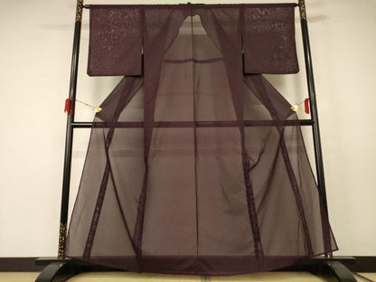 平和屋着物＊夏物 色無地 絽 黒鳶色 洗える着物 AABE4739jd