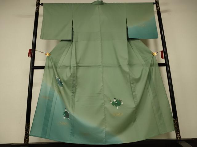 平和屋着物＊夏物 訪問着 絽 童子 暈し染め 金彩 洗える着物 未