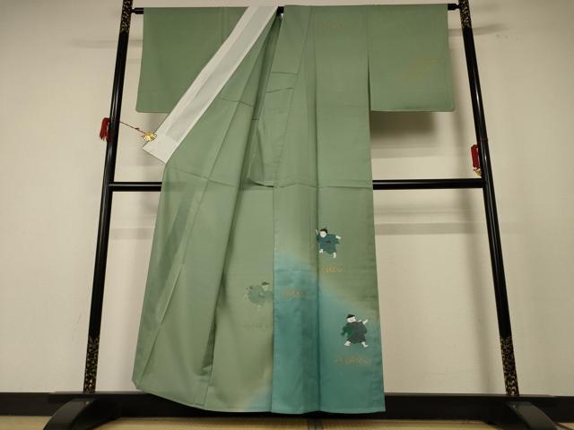 平和屋着物＊夏物 訪問着 絽 童子 暈し染め 金彩 洗える着物 未