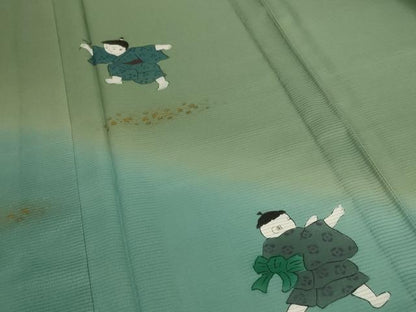 平和屋着物＊夏物 訪問着 絽 童子 暈し染め 金彩 洗える着物 未使用 AABE4740jd