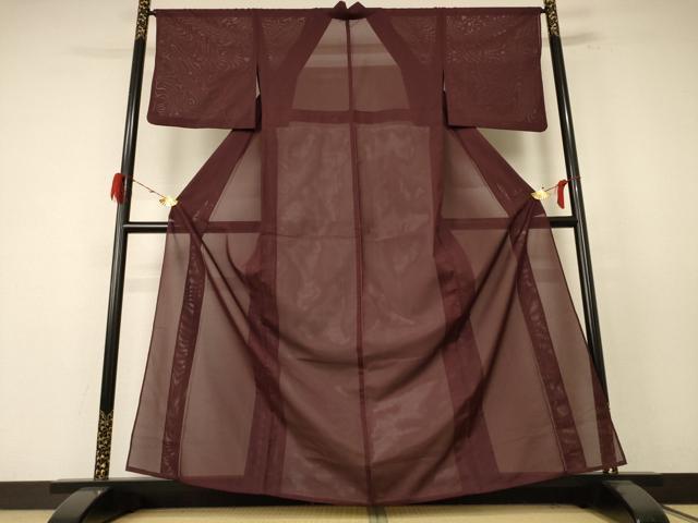 平和屋着物＊夏物 色無地 絽 黒鳶色 洗える着物 AABE4742jd