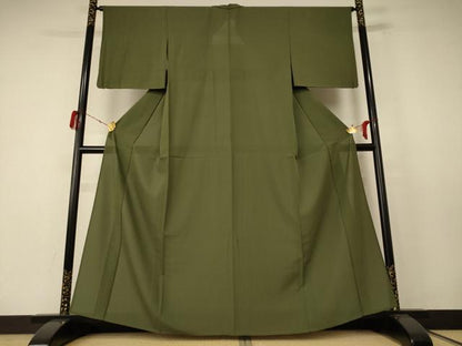 平和屋着物＊夏物 色無地 絽 麹塵色 正絹 逸品 AABE4743jd