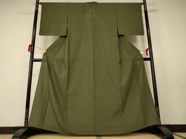平和屋着物＊夏物 色無地 絽 麹塵色 正絹 逸品 AABE4743jd