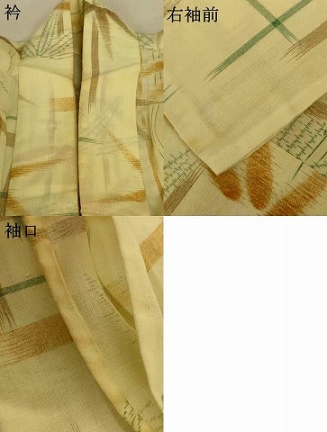 平和屋着物＊夏物 小紋 紗 笹竹文 洗える着物 AABE4747jd