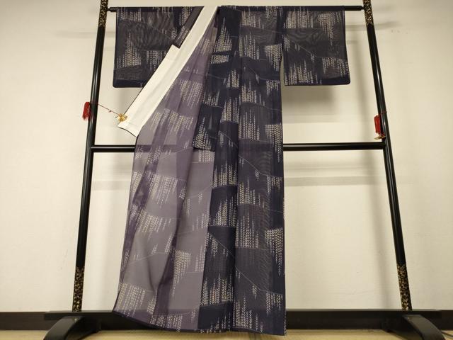 平和屋着物＊夏物 小紋 絽 草花文 洗える着物 AABE4750jd