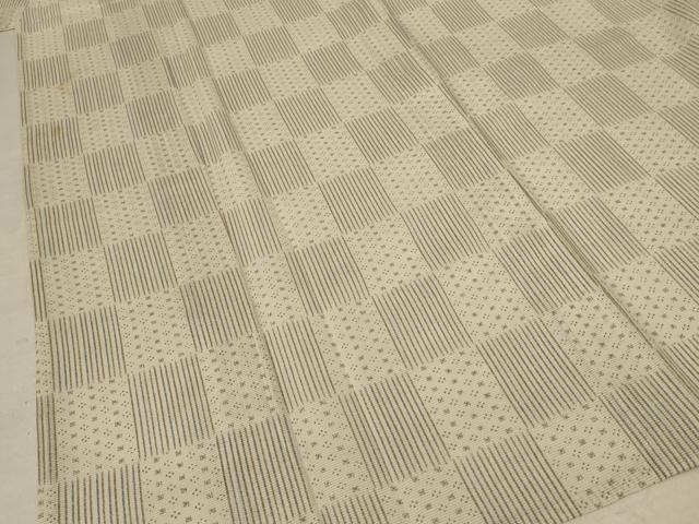 平和屋着物＊夏物 小紋 絽 市松文様 洗える着物 AABE4751jd