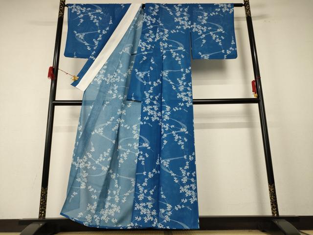 平和屋着物＊夏物　小紋　紗　流水枝葉文　洗える着物　AABG5530jd 平和屋着物＊夏物 小紋 紗 流水枝葉文 洗える着物 AABG5530jdの通販は