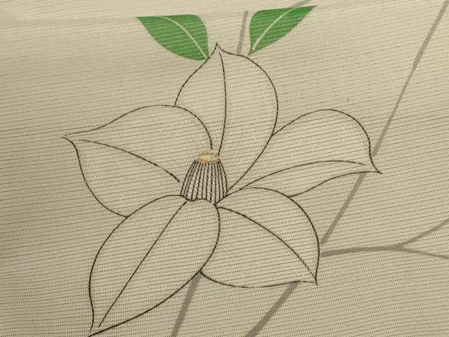 平和屋着物＊夏物 小紋 絽 草花文 洗える着物 AABE4753jd