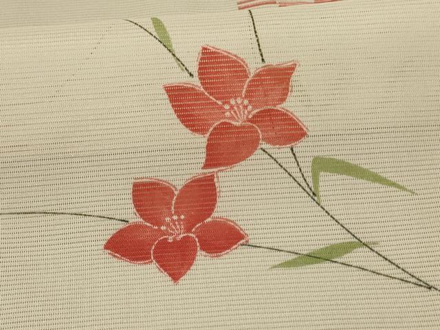 平和屋着物＊夏物 小紋 絽 草花文 洗える着物 AABE4758jd