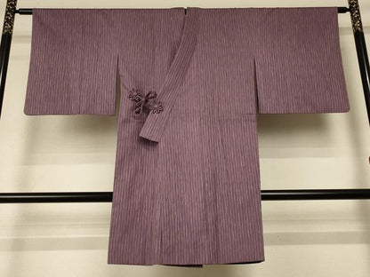 平和屋着物▽道中着 スリーシーズン 春夏秋 塵除け 縞 ロング丈 正絹 逸品 AABE4760jd
