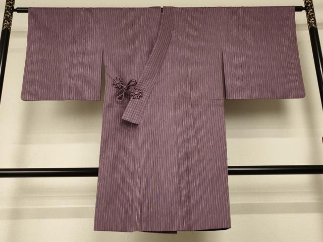 平和屋着物▽道中着 スリーシーズン 春夏秋 塵除け 縞 ロング丈 正絹 逸品 AABE4760jd