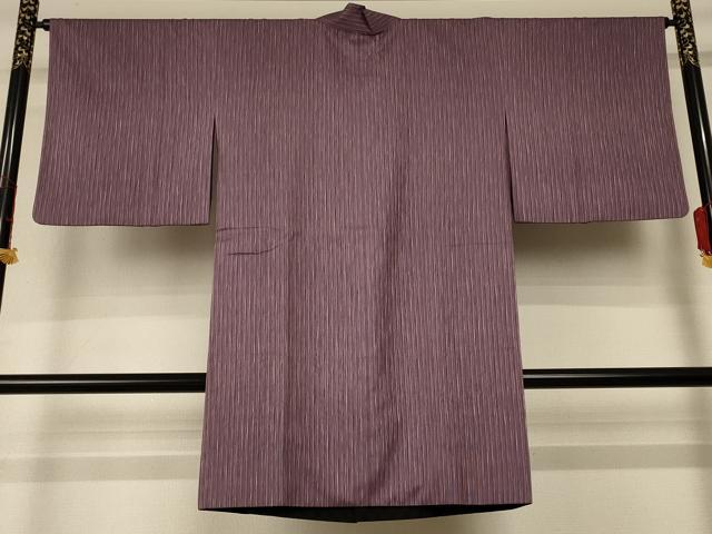 平和屋着物▽道中着 スリーシーズン 春夏秋 塵除け 縞 ロング丈 正絹 逸品 AABE4760jd