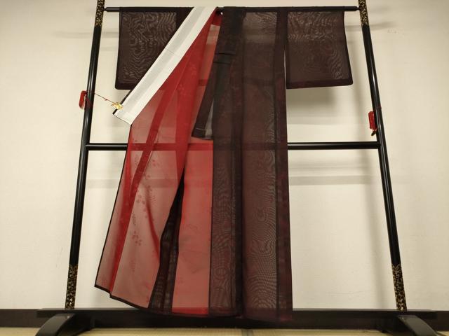 平和屋着物＊夏物 小紋 紗 萩 正絹 逸品 AABE4762jd