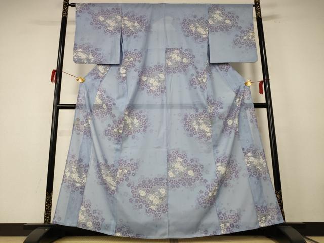 平和屋着物＊夏物 小紋 絽 花蝶文 洗える着物 AABE4765jd