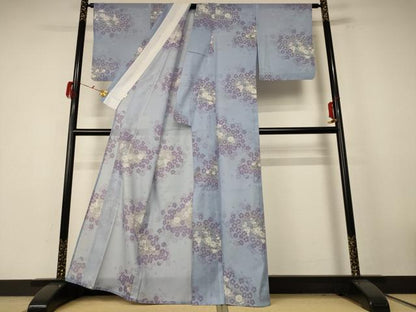 平和屋着物＊夏物 小紋 絽 花蝶文 洗える着物 AABE4765jd