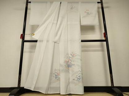 平和屋着物＊夏物 訪問着 絽 流水草花文 洗える着物 AABE4766jd