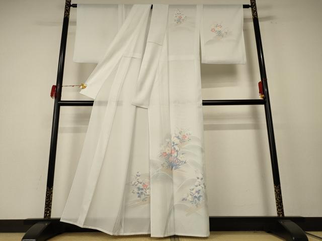平和屋着物＊夏物 訪問着 絽 流水草花文 洗える着物 AABE4766jd