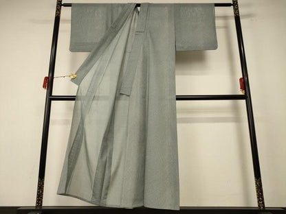 平和屋着物＊夏物 小紋 絽 斜縞 洗える着物 AABE4767jd