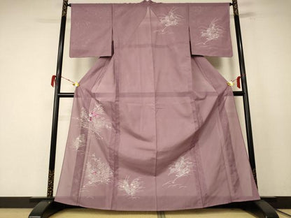 平和屋着物＊夏物　訪問着　絽　刺繍　草花文　洗える着物　未使用　AABE4770jd
