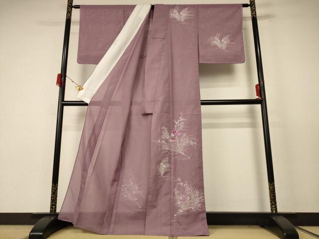 平和屋着物＊夏物　訪問着　絽　刺繍　草花文　洗える着物　未使用　AABE4770jd