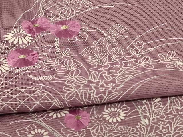 平和屋着物＊夏物　訪問着　絽　刺繍　草花文　洗える着物　未使用　AABE4770jd