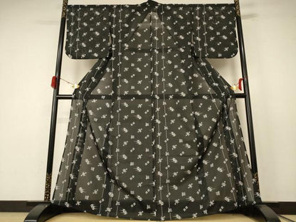 平和屋着物＊夏物 小紋 絽 琉球絣文様 洗える着物 AABE4773jd