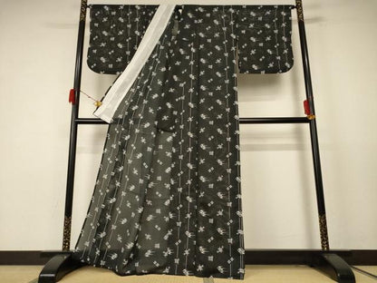平和屋着物＊夏物 小紋 絽 琉球絣文様 洗える着物 AABE4773jd