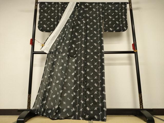 平和屋着物＊夏物 小紋 絽 琉球絣文様 洗える着物 AABE4773jd
