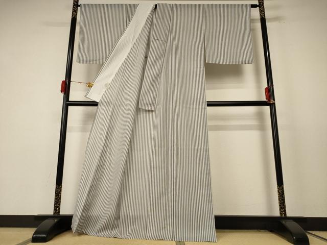 平和屋着物＊夏物 小紋 紗 縞 洗える着物 AABE4776jd
