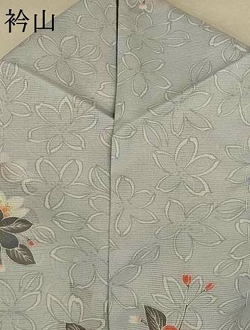 平和屋着物＊夏物 小紋 絽 草花文 さんび謹製 洗える着物 AABE4777jd