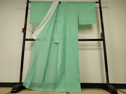 平和屋着物＊夏物 色無地 絽 若緑色 洗える着物 AABE4779jd