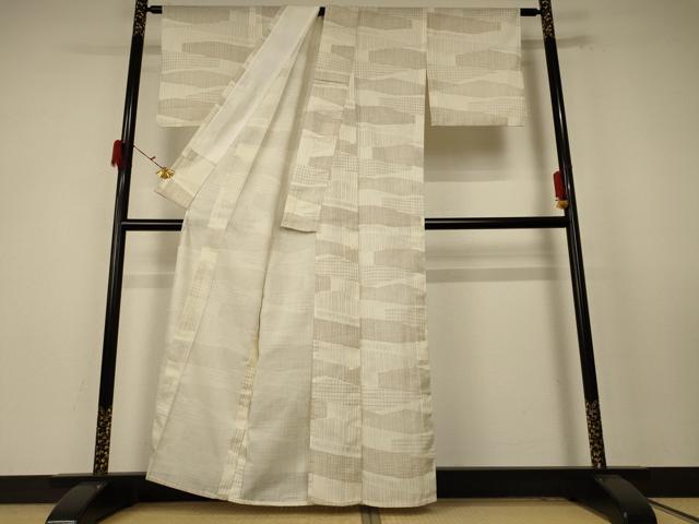 平和屋着物＊夏物 小紋 紗 横段文 洗える着物 AABE4784jd