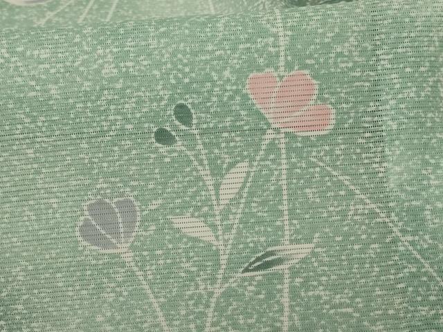 平和屋着物＊夏物 小紋 絽 草花文 洗える着物 AABE4785jd
