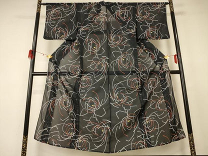 平和屋着物＊夏物 小紋 絽 花づくし 洗える着物 AABE4786jd