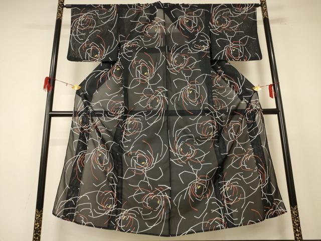 平和屋着物＊夏物 小紋 絽 花づくし 洗える着物 AABE4786jd