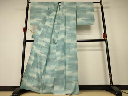 平和屋着物＊夏物 小紋 紗 流水舞葉文 正絹 逸品 AABE4788jd