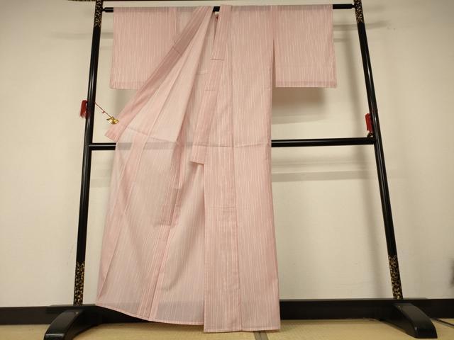 平和屋着物＊夏物 小紋 絽 縞 洗える着物 AABE4790jd