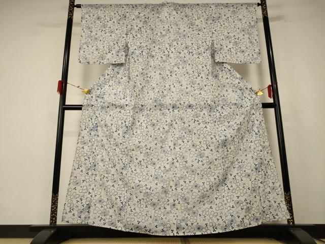 平和屋着物＊夏物 小紋 絽 花づくし 洗える着物 AABE4791jd