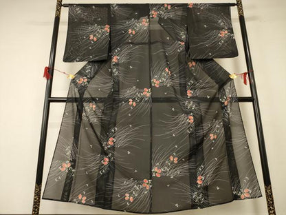 平和屋着物＊夏物 小紋 絽 萩文 洗える着物 AABE4794jd