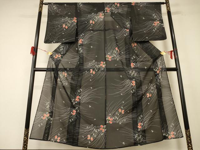平和屋着物＊夏物 小紋 絽 萩文 洗える着物 AABE4794jd