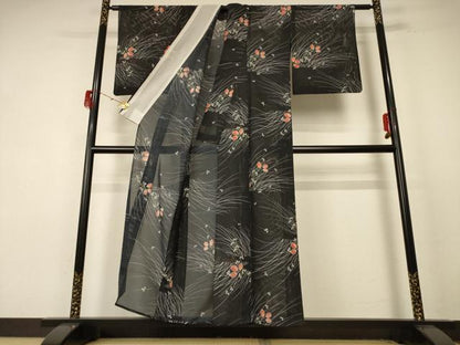 平和屋着物＊夏物 小紋 絽 萩文 洗える着物 AABE4794jd