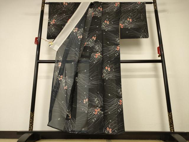 平和屋着物＊夏物 小紋 絽 萩文 洗える着物 AABE4794jd