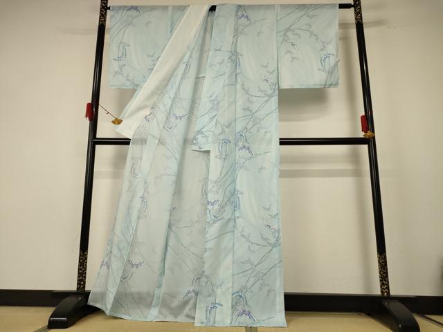 平和屋着物＊夏物 小紋 絽 舞蝶文 洗える着物 AABE4795jd