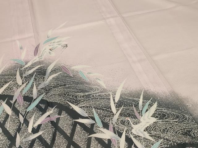 平和屋着物＊夏物 訪問着 絽 流水舞鶴文 洗える着物 AABE4797jd