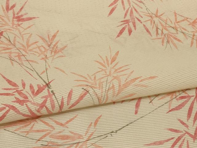 平和屋着物＊夏物 小紋 絽 枝葉文 洗える着物 AABE4799jd