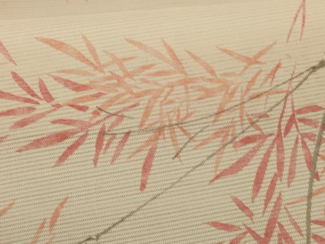 平和屋着物＊夏物 小紋 絽 枝葉文 洗える着物 AABE4799jd